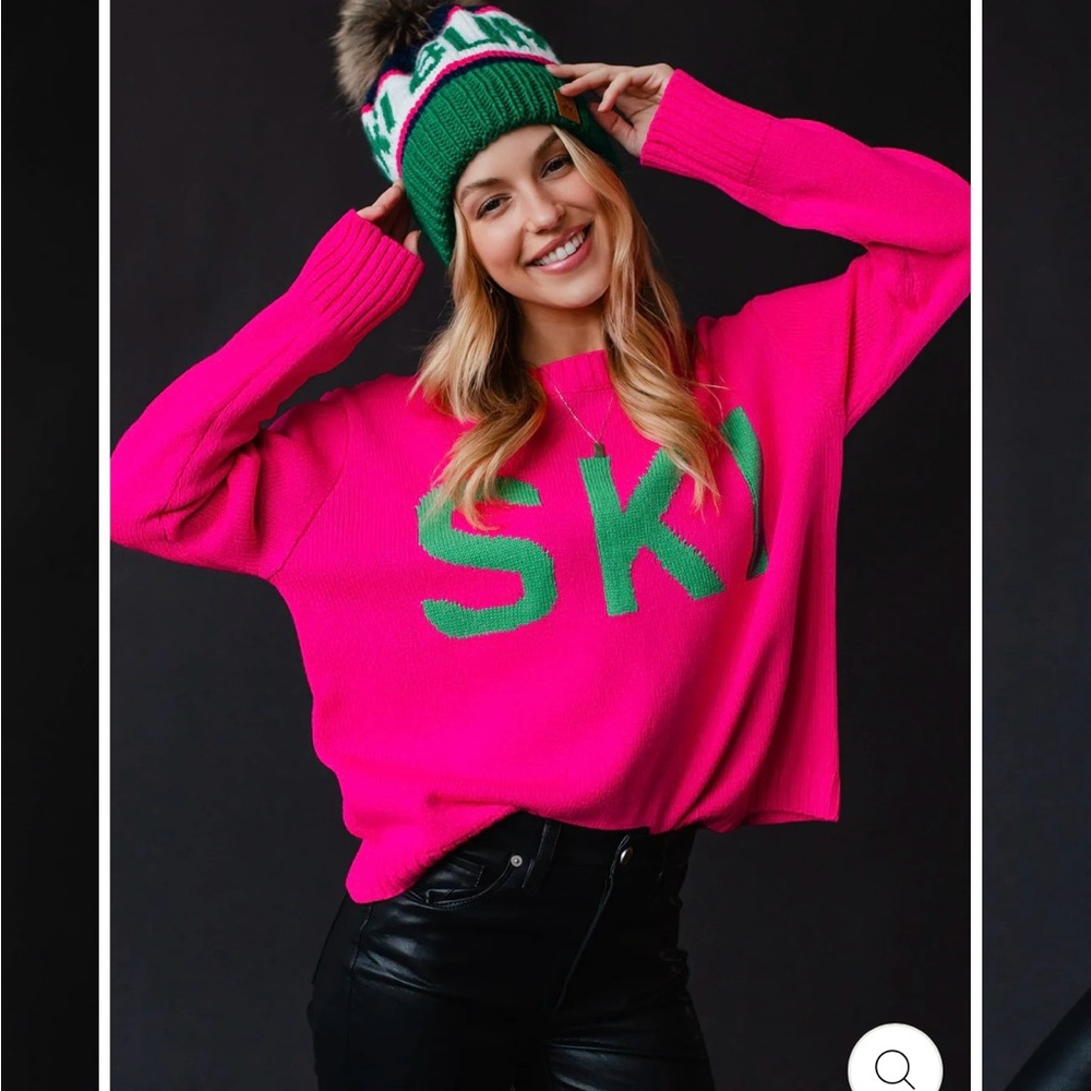 NWT Panache Apparel Hot Pink “SKI” Sweater